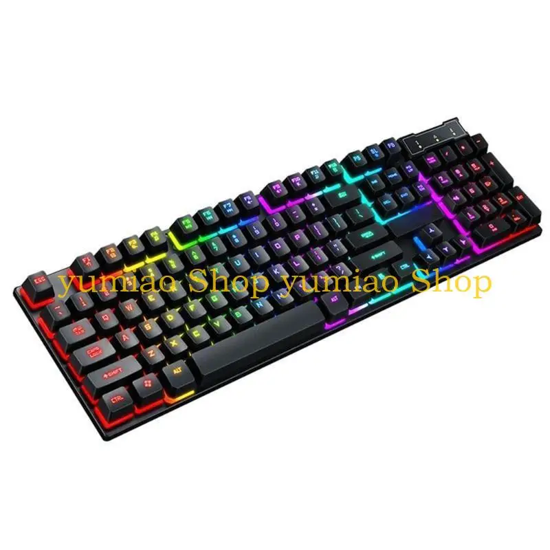 587B Water Resistant USB A Cord Keyboards 104Key with RGBs Floating Button