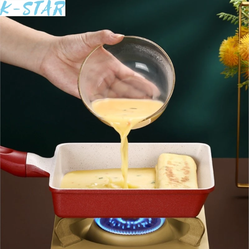 

K-star Yuzi Shaoguo Household Wheat Rice Stone Non Stick Flat Bottom Pan Fry Pan Fry Egg Square Mini Breakfast Pot Hot Sale