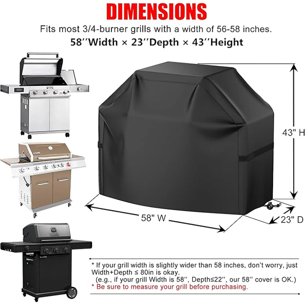 22-72 Inch Heavy Duty Grill Cover, Waterproof Anti-UV Fade Resistant BBQ Cover, Hook-and-Loop Straps for Gas Grill