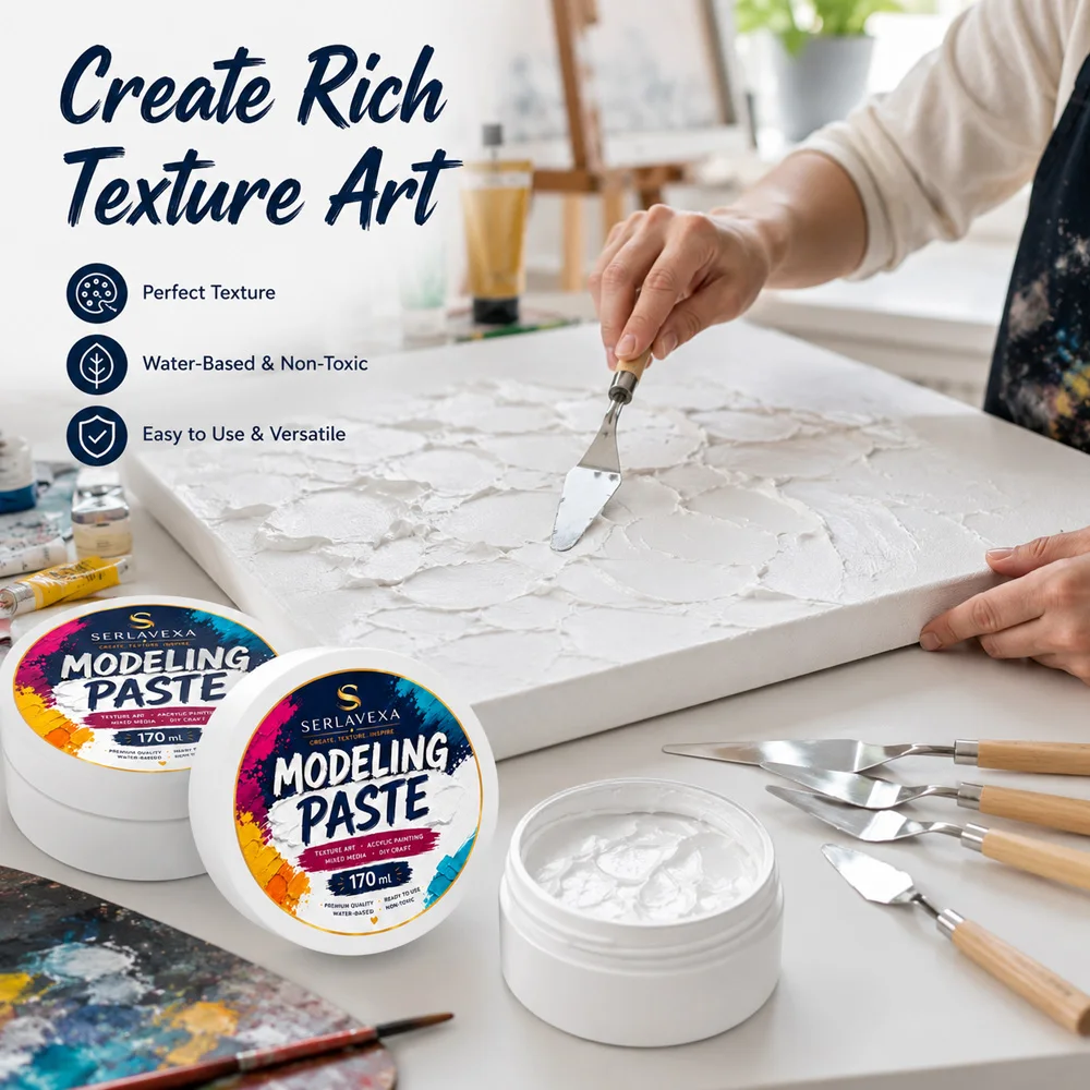 Acrylic Modeling Paste 170ml White Texture Gel for Canvas Painting Mixed Media Art Craft with Palette Knife DIY Supplies Set