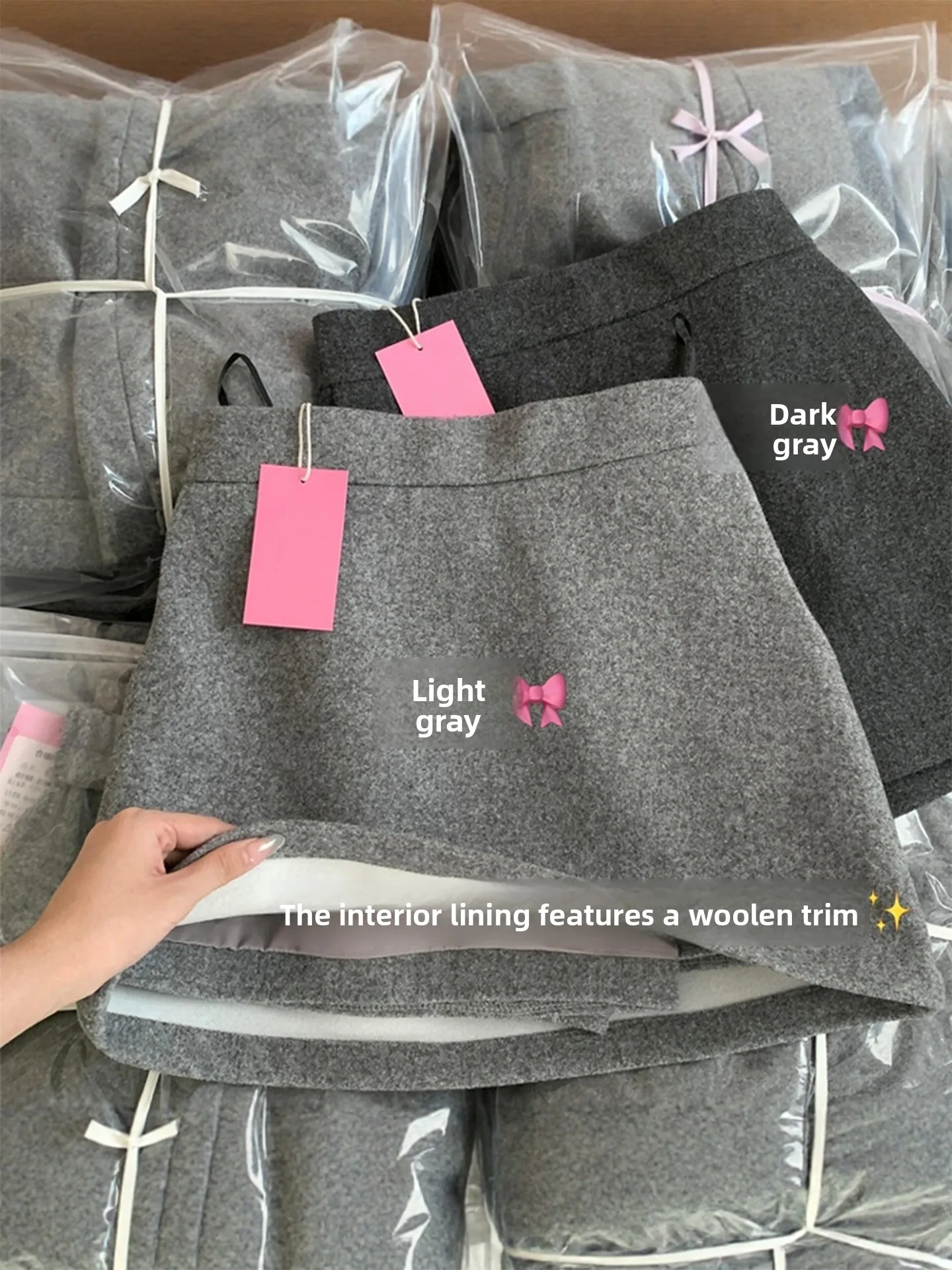 

Корейская шерстяная юбка А-силуэта, облегающая, короткая, с защитой от просвечивания, для прогулок, осень-зима, новинка для невысоких фигур