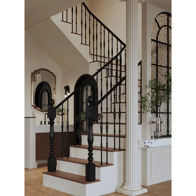 Small belly wrought iron handrail column modern simple light luxury slender assembled staircase balcony guardrail