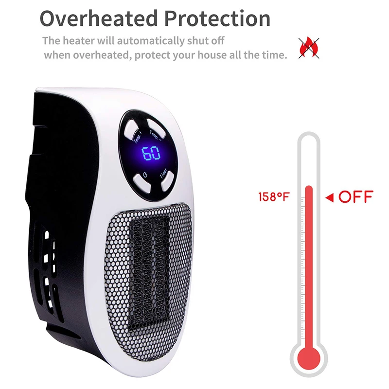 Wall Outlet Portable Heater Plug In Electric Mini Desktop Electric Heater Portable Electric Fan Heater