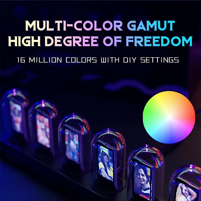 RGB Nixie Tube Clock Glow Tube Clock Analog Screen Digital Clock DIY LED Electronic Nightlights Watch Table Desktop Decoration