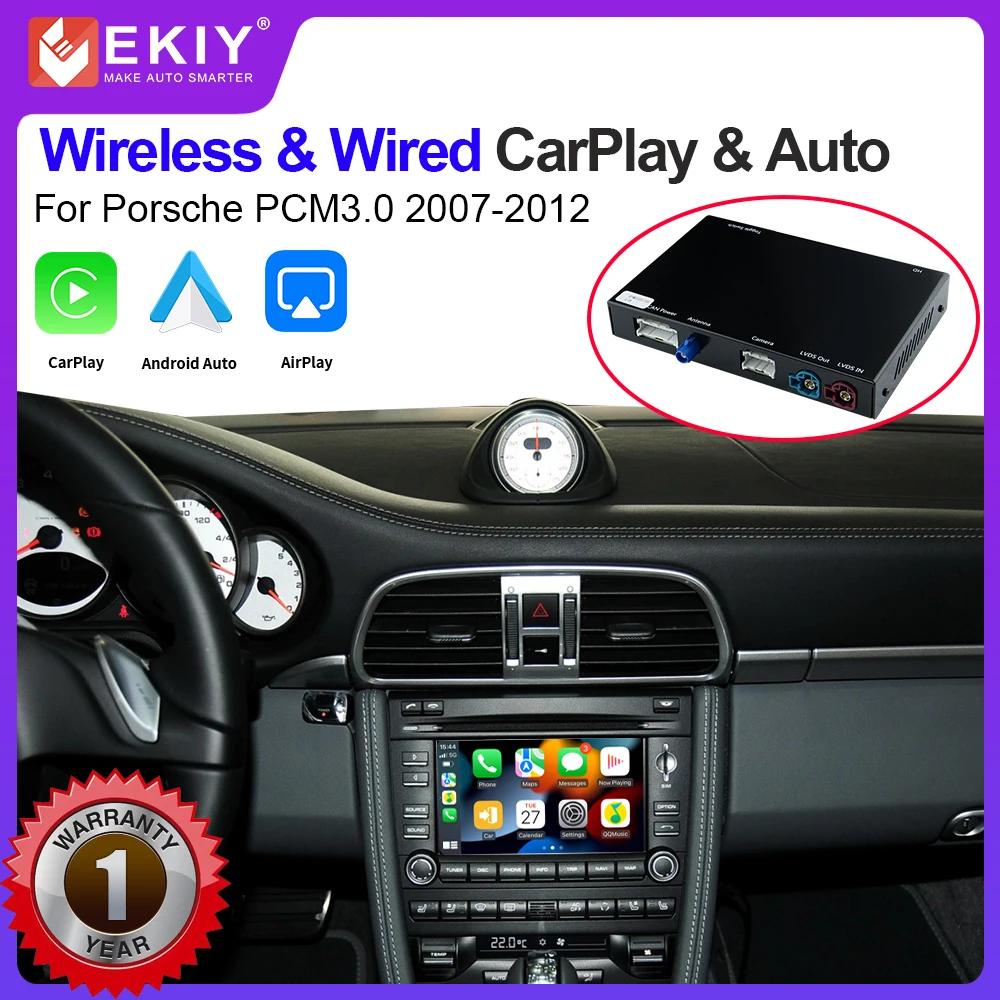 EKIY Wireless CarPlay For Porsche PCM3.0 Cayenne Cayman Boxster 911 2009-2012 Android Auto Mirror Link AirPlay Car Play Function