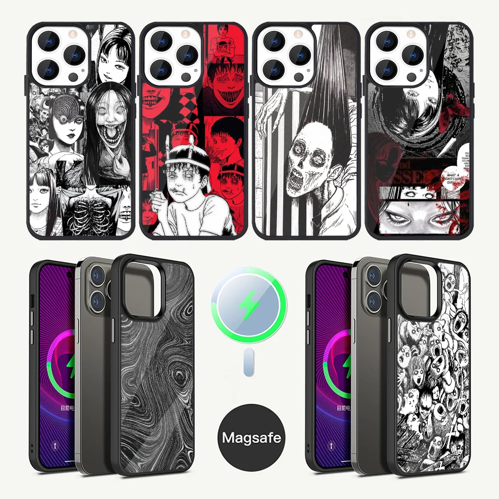 J-Junji Ito horror Art Phone Case For iPhone 16,15,14,13,12,11,Plus,Pro,Max Mini Magsafe Magnetic Wireless Charging