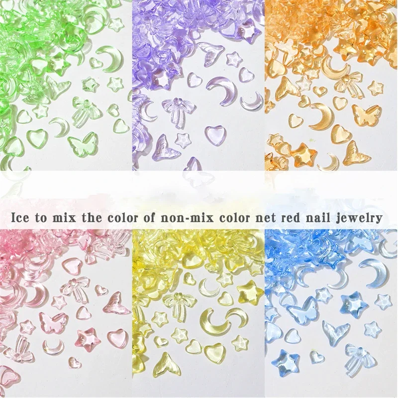

50Pcs Ice 5D Transparent Butterfliy Nail Art Luxury Glitter Resin Manicure Rhinestone Flatback Gems Diy Decorations Accessories