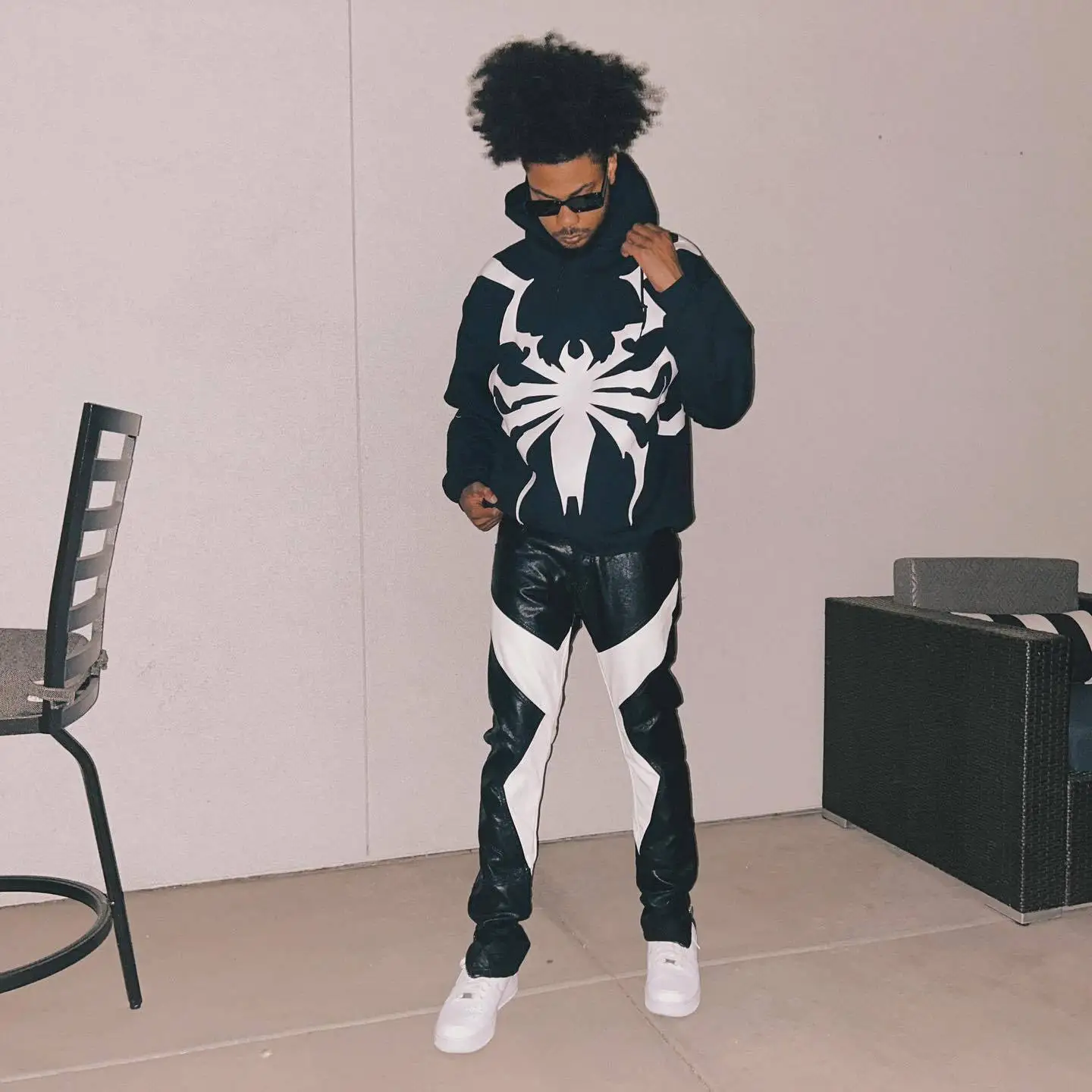 Unisex Hip Hop Punk Aesthetic Gothic Fashion Hoodies Women Spider Print Loose Sweatshirt Long Sleeve Hoodies Streetwear Tops
