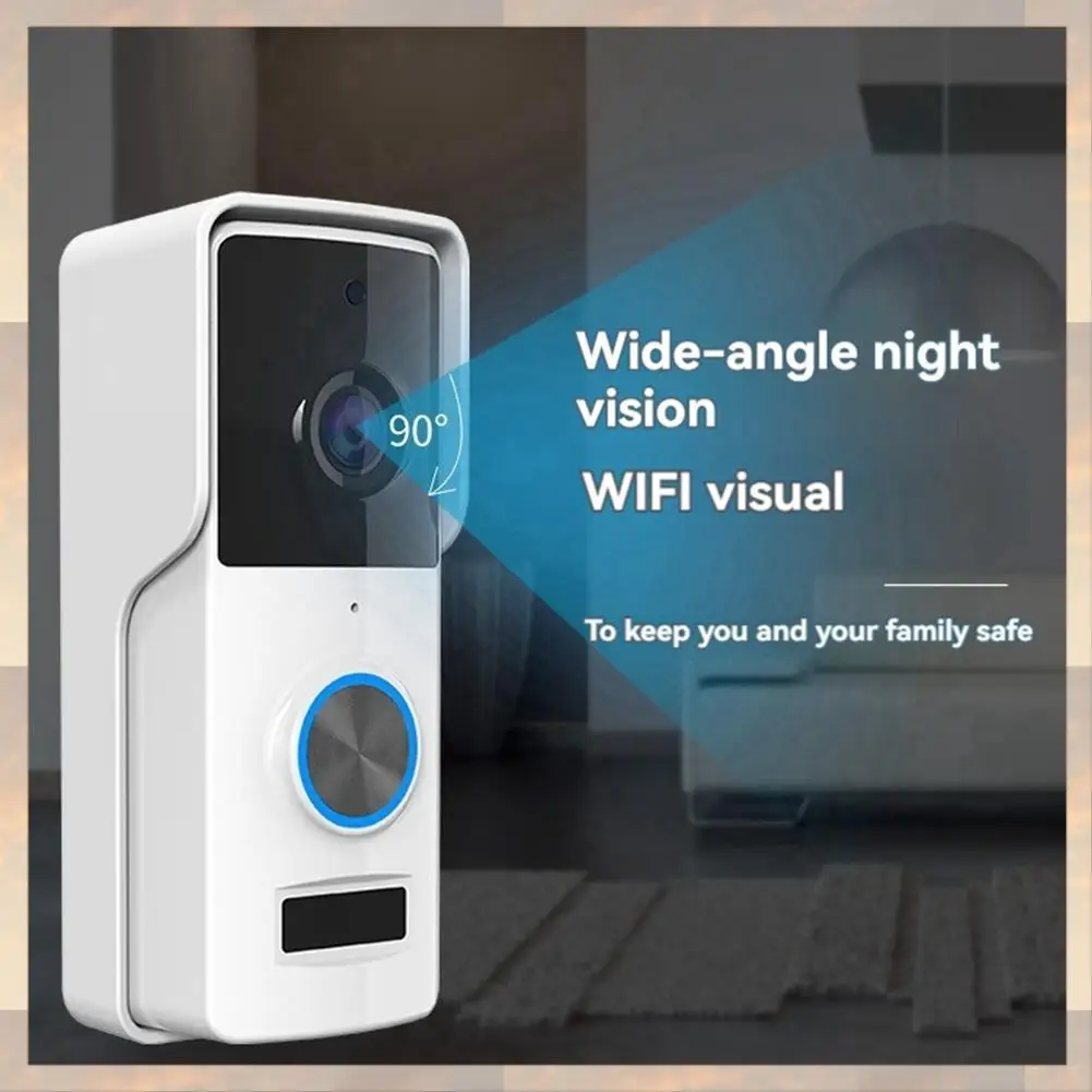 

2025 Новая беспроводная видеокамера дверного звонка Tuya HD с внутренним звонком, широкоугольный обзор 90 градусов, визуальный WIFI