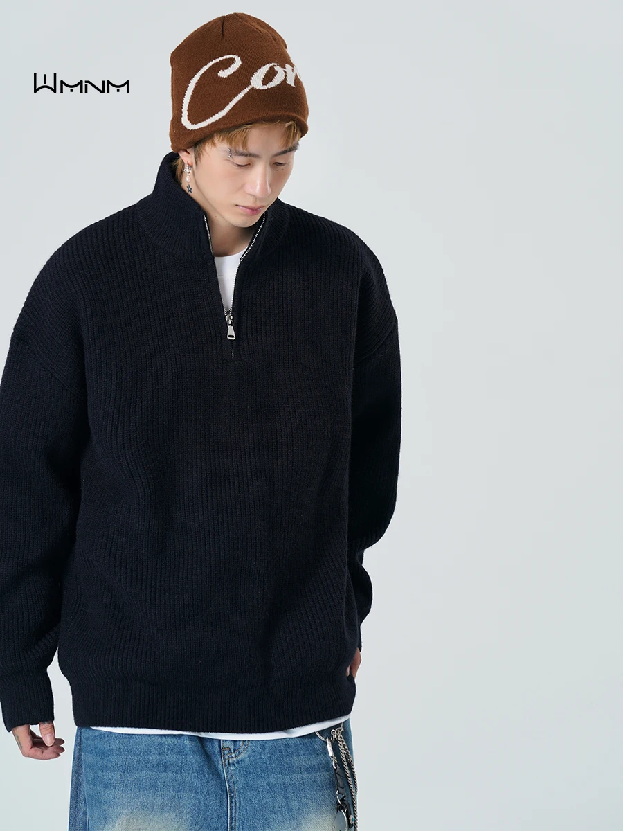 

Мужской свитер на молнии American High Street: осенне-зимний, утепленный, модный, брендовый, с высоким воротником, базовый трикотаж