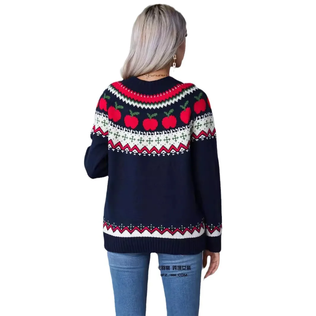 الشتاء Roupas الأنثوية Maglione Da Donna موضة مطبوعة الجولة الرقبة طويلة الأكمام فضفاضة ومريحة سترة سحب Automne فام