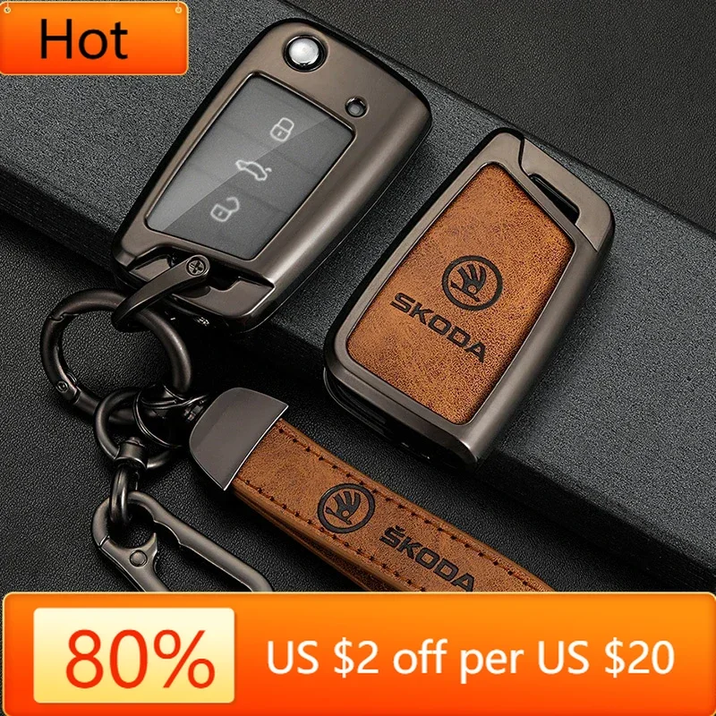 

For Skoda Car Sticker 2025 New Car Flip Remote Key Fob Case Cover Protector Shell For Skoda Octavia A5 A7 Fabia Superb Kodiaq Ka
