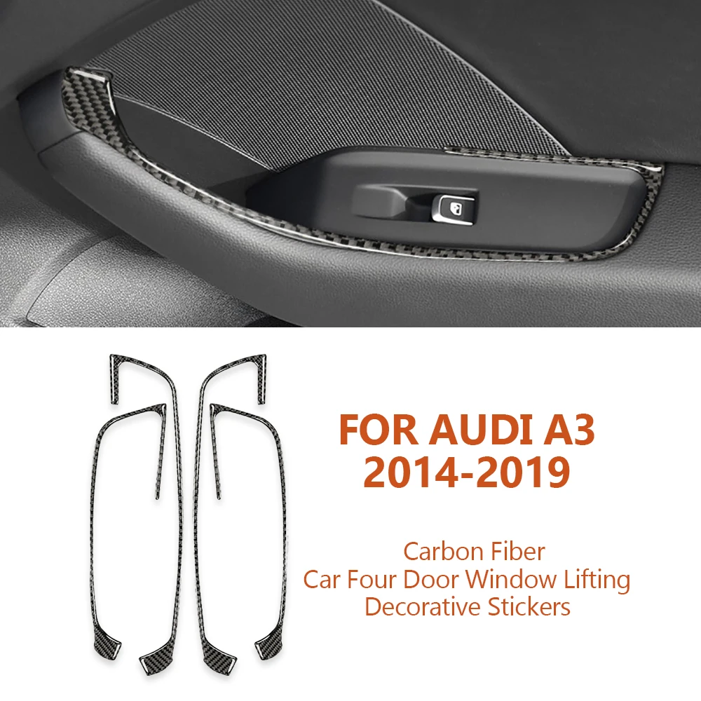 

For Audi A3 8V 2014-2019 Handmade Carbon Fiber Car Four Door Window Lifting Panel Decorative Stickers Auto Interior Accesorios