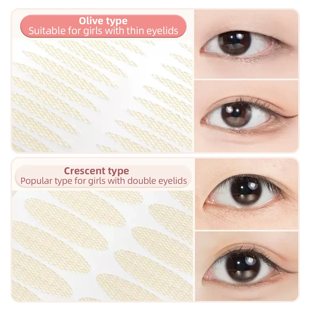 240pcs/Set Gauze Lace Mesh Tape Sticker Olive-shaped Eyelid Paste-shaped Invisible Double Fold Eyelid Tape Sticker Beauty Tool