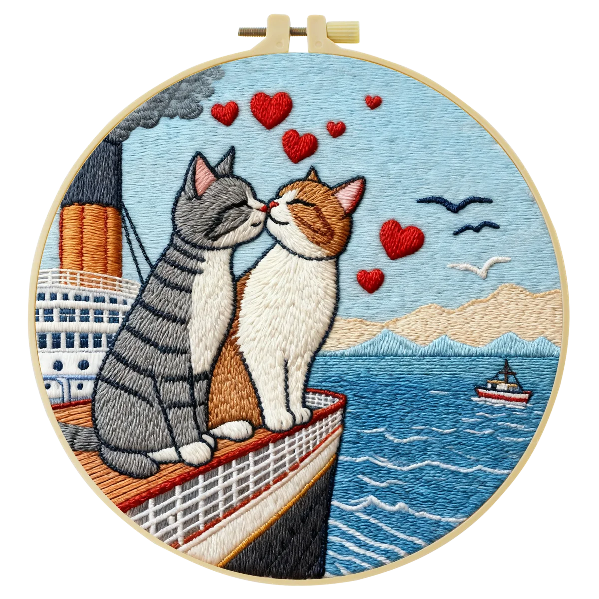 1 Stück 20x20cm/15x15cm 7,87/6,3 Zoll Katzen-Stickerei-Starter-Kit DIY-Kit DIY-Stickerei-Set Handarbeiten Nähkunst-Set für Anfänger – Detail 4