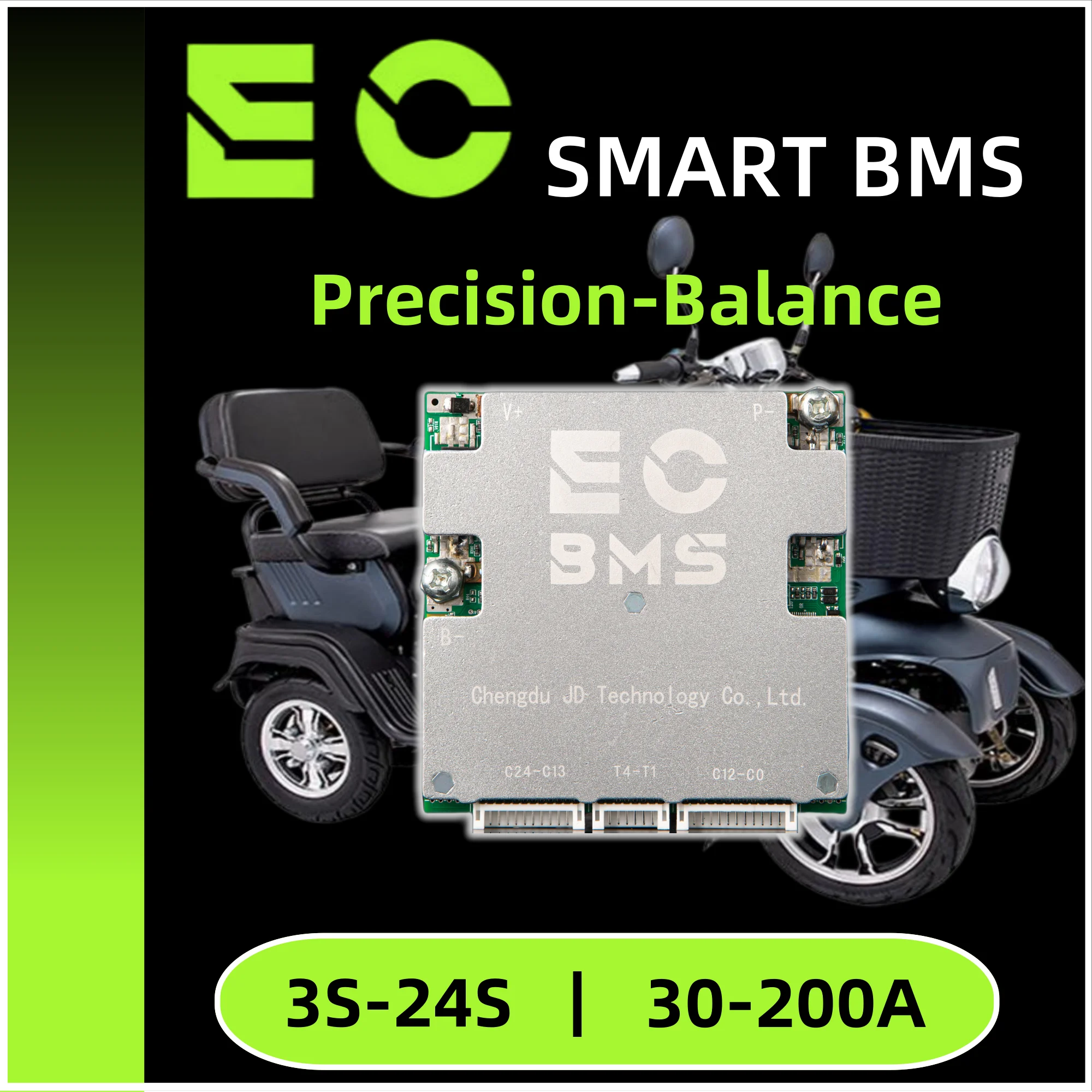 

ECBMS Power Wall BMS 6-18S 24V 48V LiFePO4 Li-ion 18650 50-150A Dual Temp Sensor UART App Monitor Inverter System Home Energy