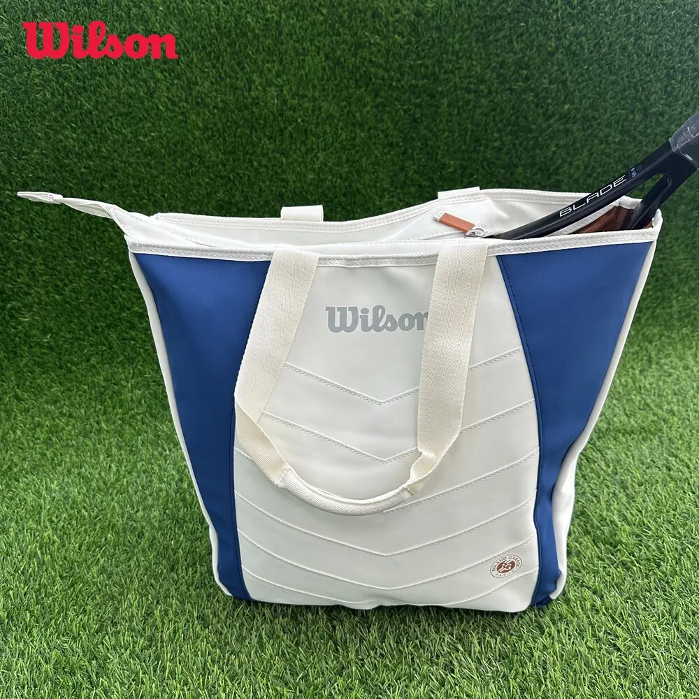 Wilson 2024 Roland Garros Tote Tennis Racquet Bag Match Team Light Sports Tennis Bag for Racket With Fleece-Lined Pocket Beige