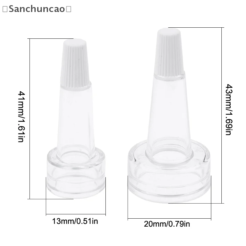 〔San〕5Pcs Clear/Tea Color 13/20mm White Tip Spout Cap Ampoule Serum Lids Flared Shape Top Sealing Cap Penicillin Bottle Droppe