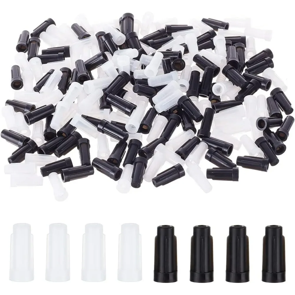 200 Pcs 2 Colors Plastic Luer Lock Tip Caps, Dispensing Needle Tip Cap for Standard Luer and Dispensing Barrels, Hole: 4mm