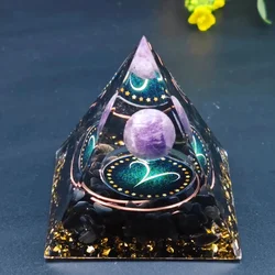 Twelve Constellations Orgone Pyramid Amethyst Peridot Healing Crystal Energy Orgonite Pyramide Meditation Tool Quartz Home Decor