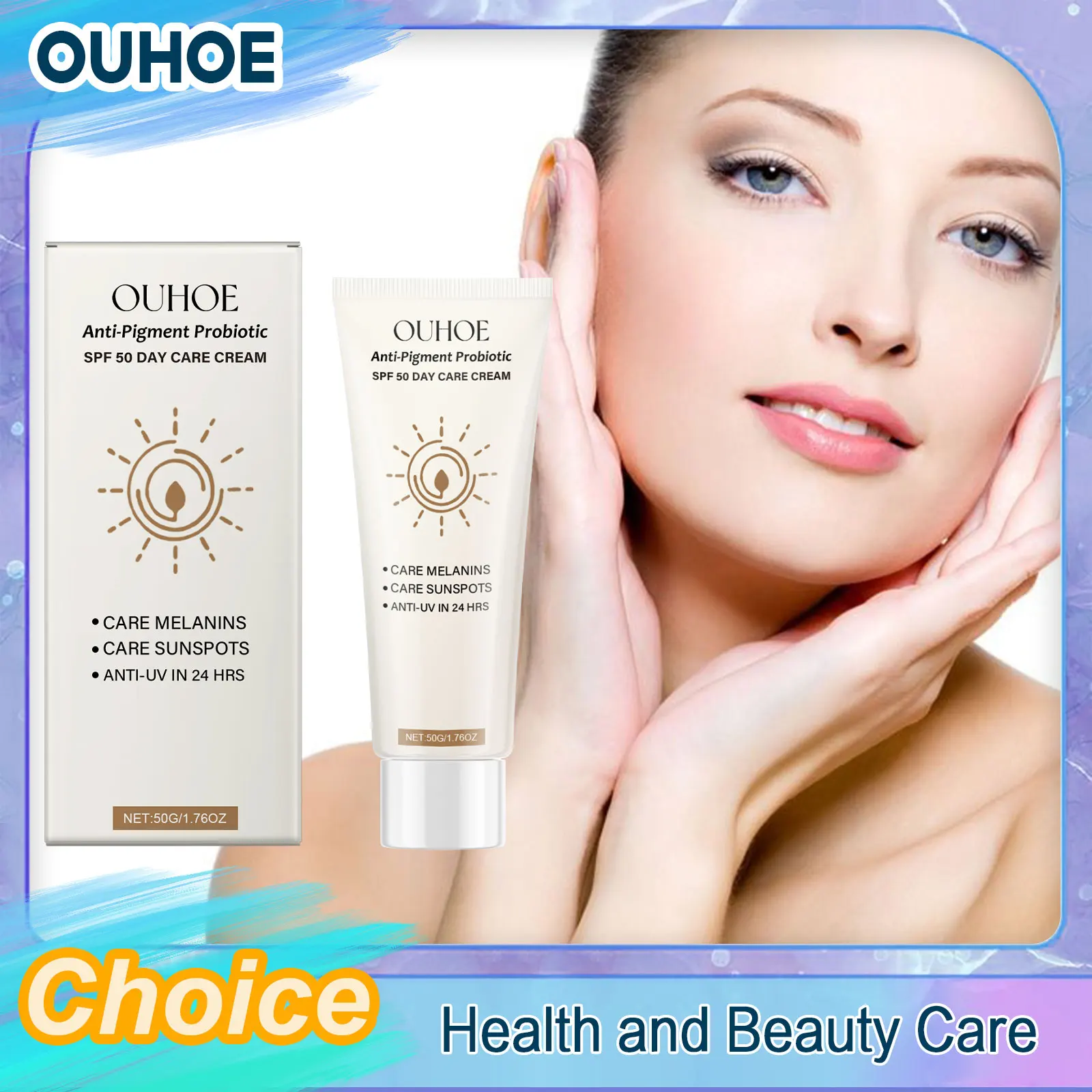 SPF50 Sunscreen Defensing Ultraviolet Reducing Pigmentation Even Tone Waterproof Whitening Anti Sunburn Facial Protective Cream