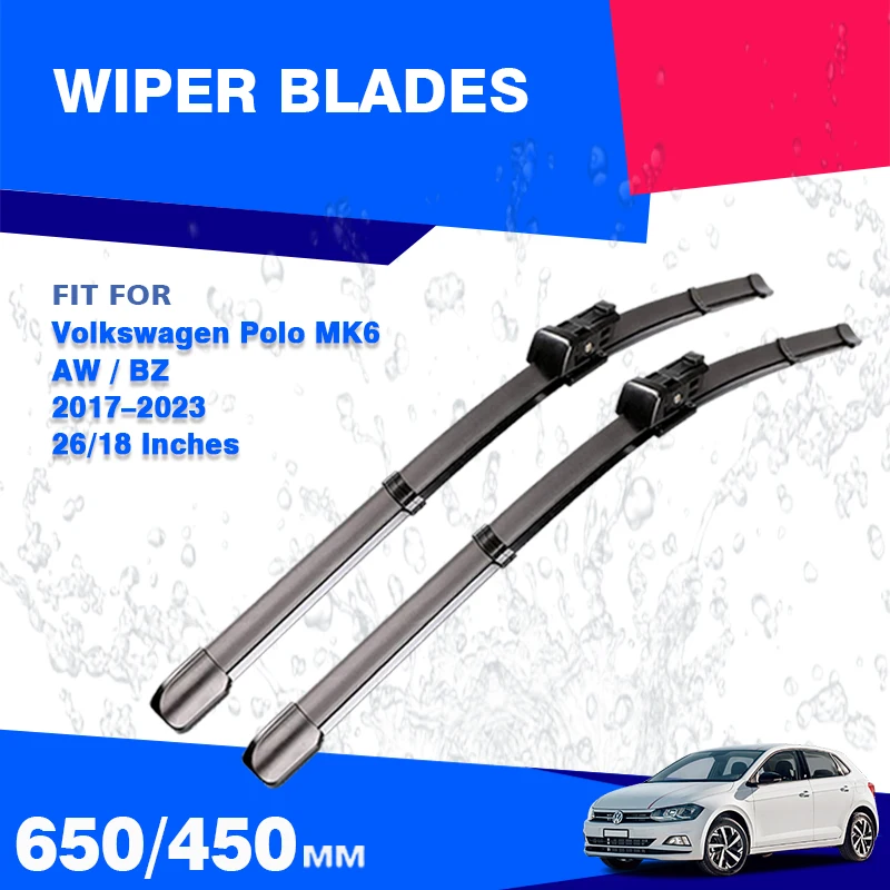 Front Wiper Blades Set For Volkswagen Polo MK6 6 AW BZ 2017 – 2023 R LINE GTI Accessories Windscreen Windshield Window 2018 2019