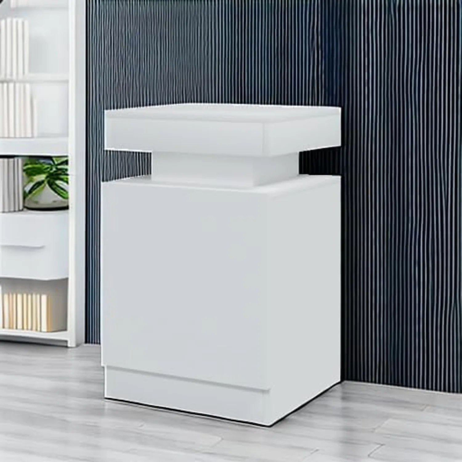 Comodino set di 2 con luci a LED, comodino con armadio portaoggetti per camera da letto, comodino con LED, bianco