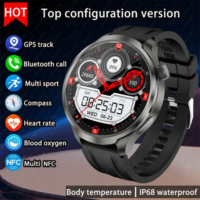 Смарт-часы с Bluetooth для мужчин, SMS-напоминание, NFC, компас, GPS, пульс, водонепроницаемые, спортивные, музыкальные, на открытом воздухе, умные часы для HUAWEI