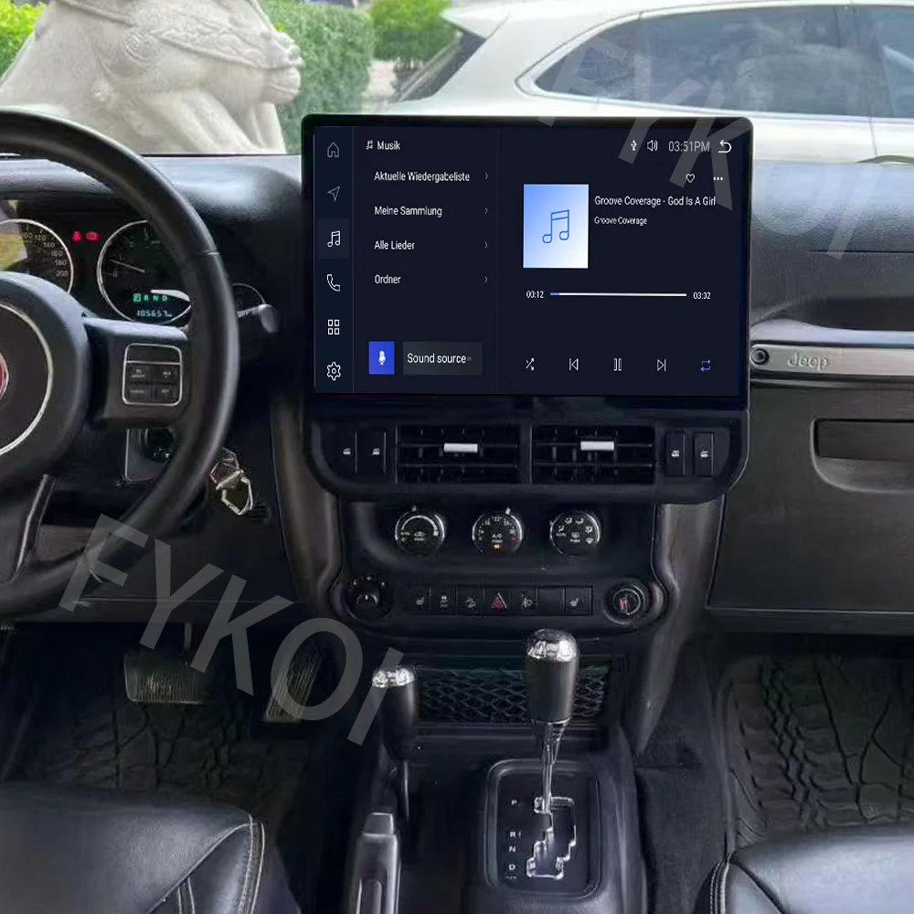 شاشة عملاقة 2K مقاس 16.8 بوصة، نظام Carplay لاسلكي، أندرويد 13، لسيارة جيب رانجلر 3 JK 2011-2017، مشغل وسائط متعددة، نظام ملاحة GPS، بلوتوث 4G، راديو FM DSP
