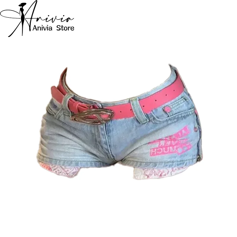 Women\'s Denim Shorts Streetwear Y2k Mini Short Pants Harajuku Vintage 90s Aesthetic High Waist Shorts Jeans 2000s Trashy Clothes