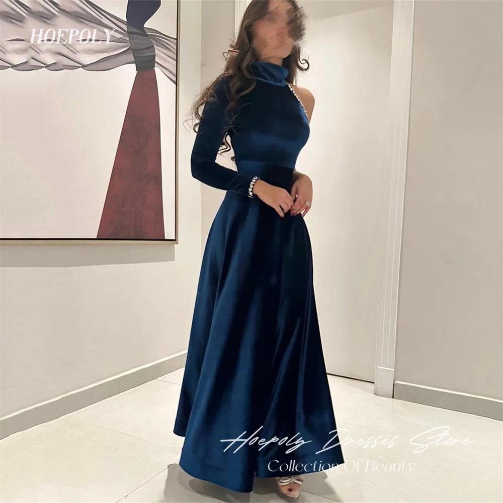 Hoepoly Simple One Shoulder A Line Long Evening Dress For Woman Summer Style Fashion Simple Classy Party Long Prom Gown New