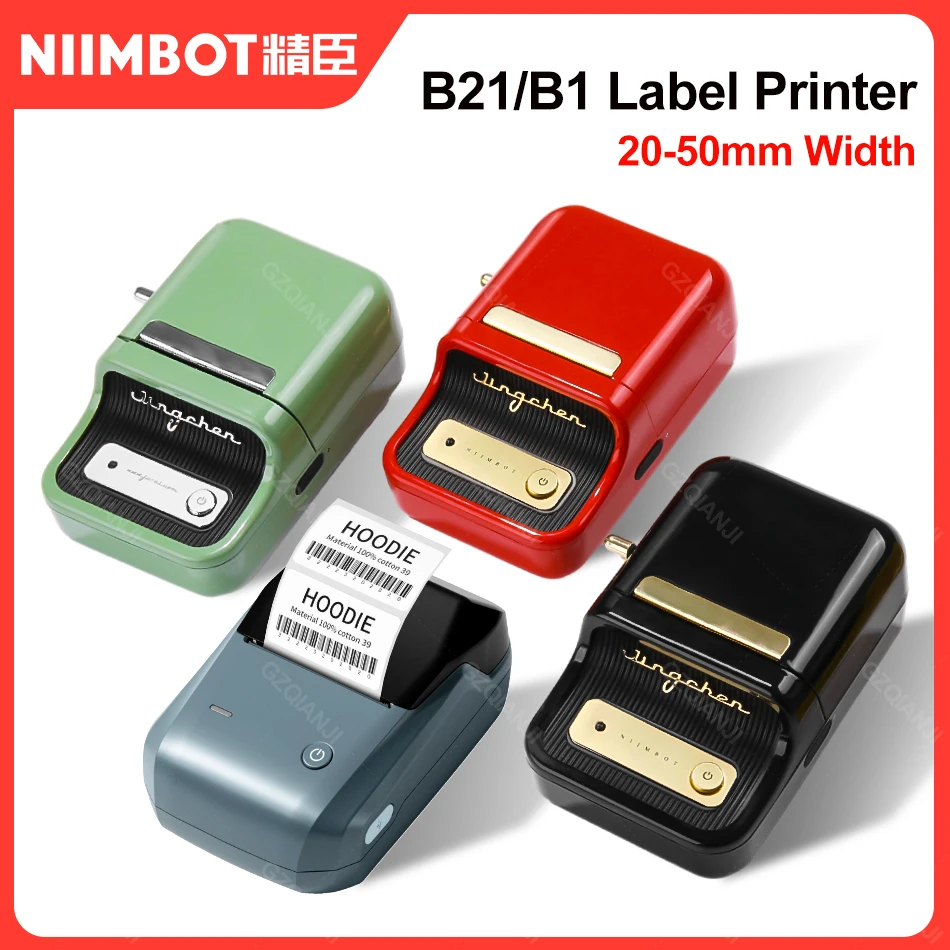 Niimbot B21 B1 Thermal Label Sticker Printer Multifunctional Adhesive Self-adhesive Labeller Wireless Machine Paper 5 Roll Set