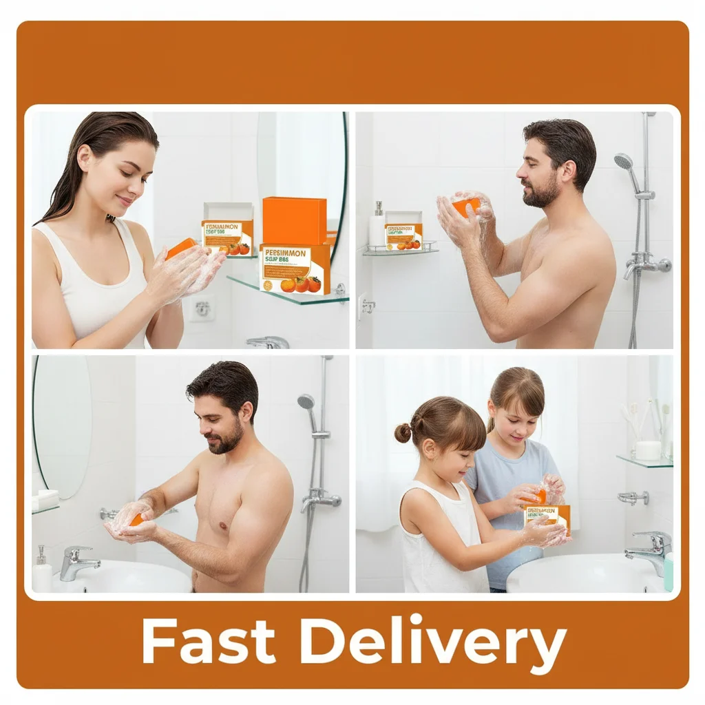 1/2/3PCS Persimmon Soap Bar for Body Odor Removal Handmade Persimmon Green Tea Soap for Face and Body Wash Gentle Deodorant Bar