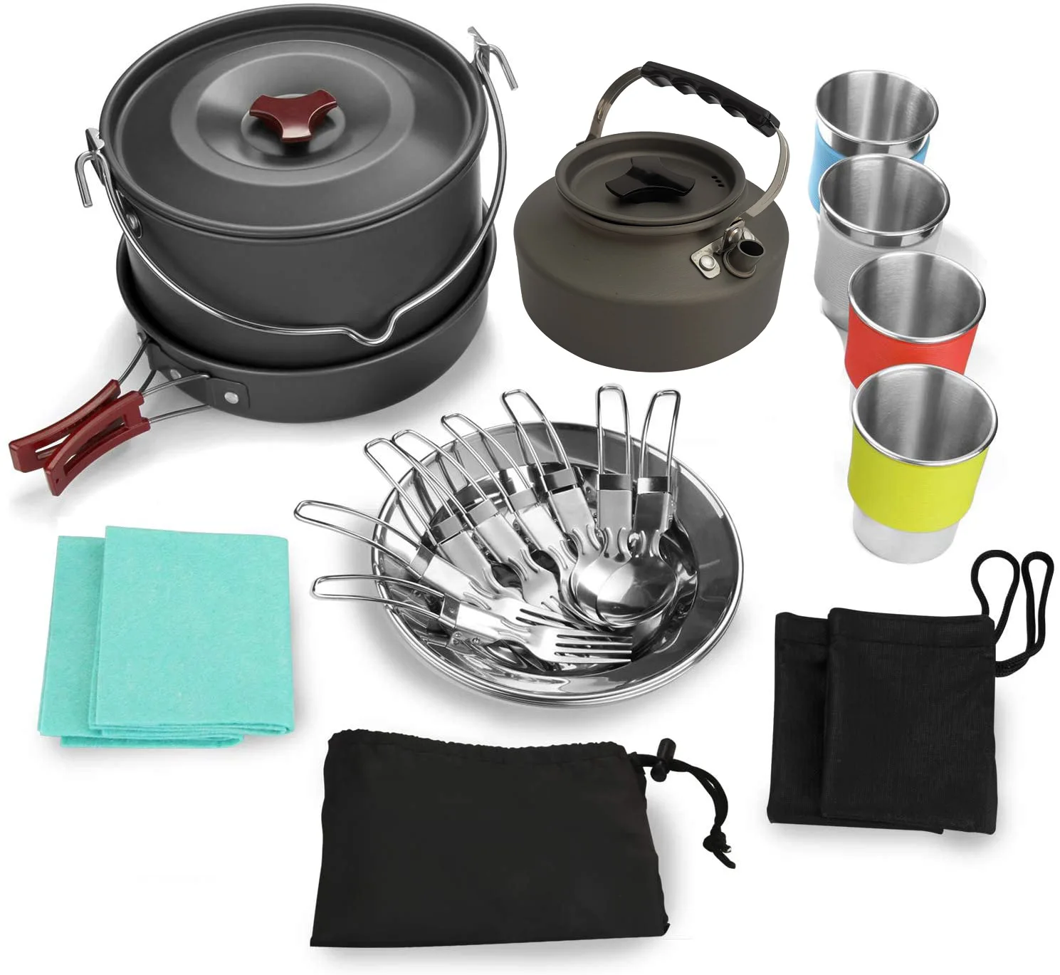 

Outdoor Products Best Selling Camping Pot Set Kettle Outdoor Pots Camping Cookware Teapot Combination