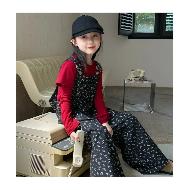 Baby Girl Pants Korean Children Floral Cotton Overalls Girls 2024 Autumn New Female Baby Fashion Comfort Casual Jumpsuit