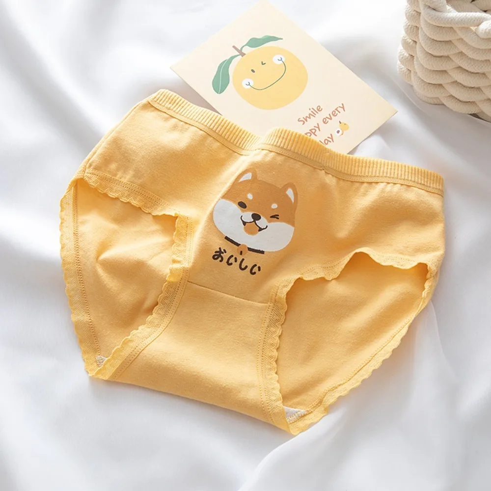 

Fashion Corgi Dog Mid Waist Underwear Cartoon Cotton Crotch Students's Briefs Lingerie Soft Women's Underpants Kids