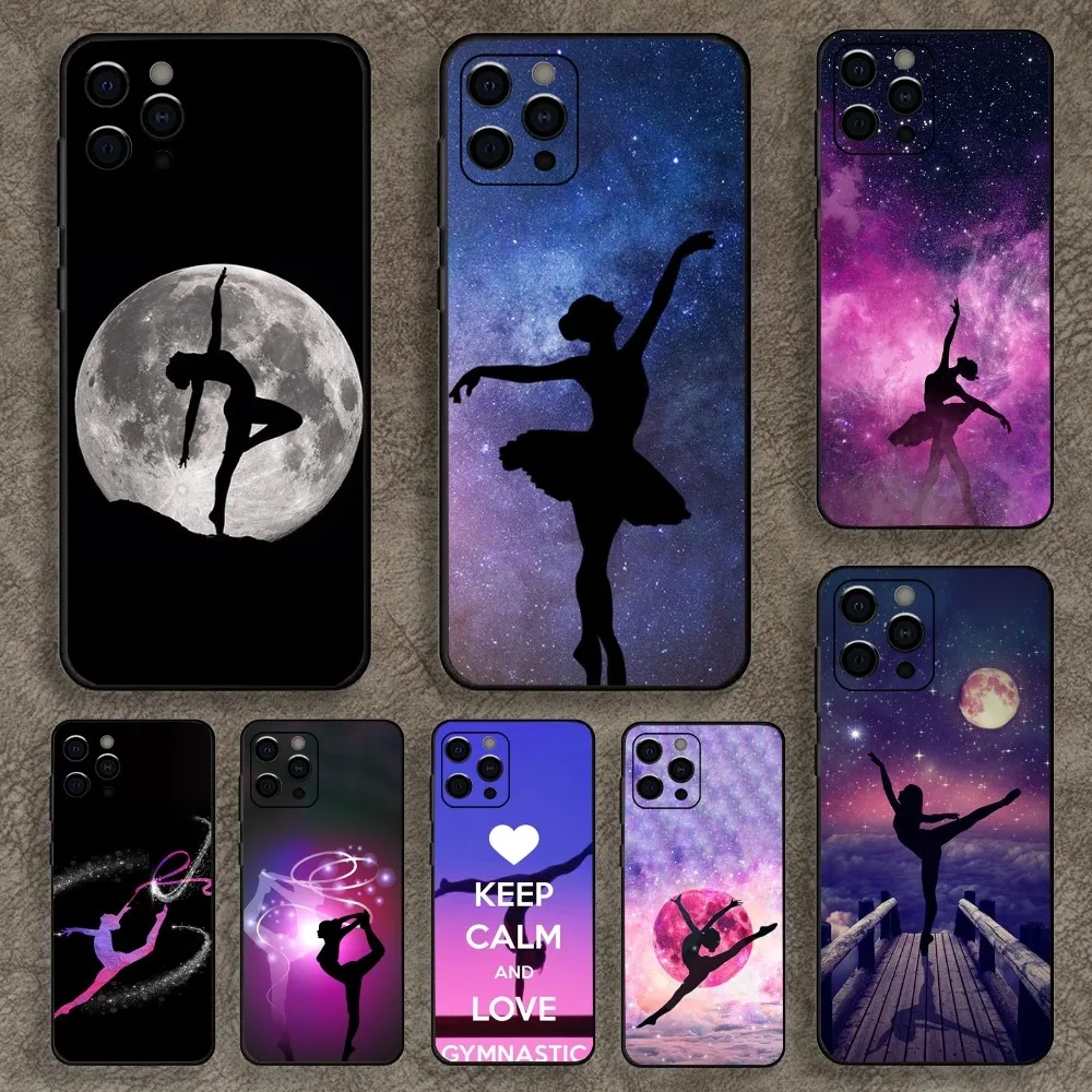 Love Gymnastics Phone Case For Apple iPhone 15,14,13,12,11,Pro,X,XS,Max,XR,Plus,Mini Soft Black Cover