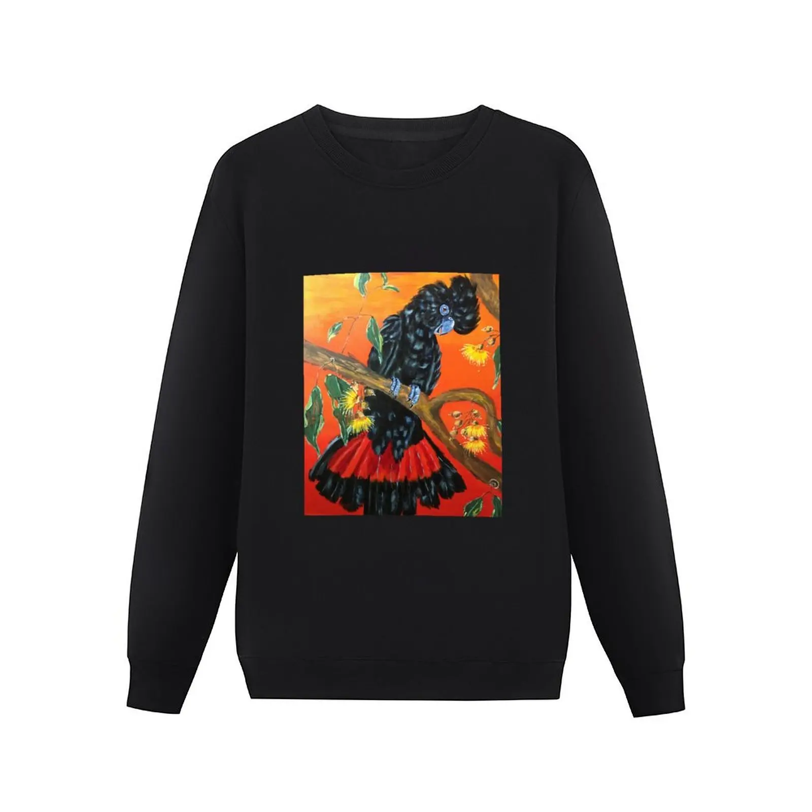 Colourful Character - Delightful Black Cockatoo Pullover Hoodie mens clothing men's sweatshirt