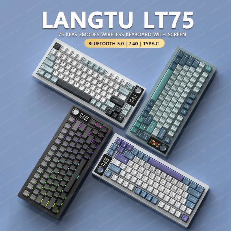 Langtu Lt75 Lt84 Wireless Mechanical Keyboard 80Keys Gaming Bluetooth 2.4G Wired Keyboard RGB Hotswap Gamer Non-contact Keyboard