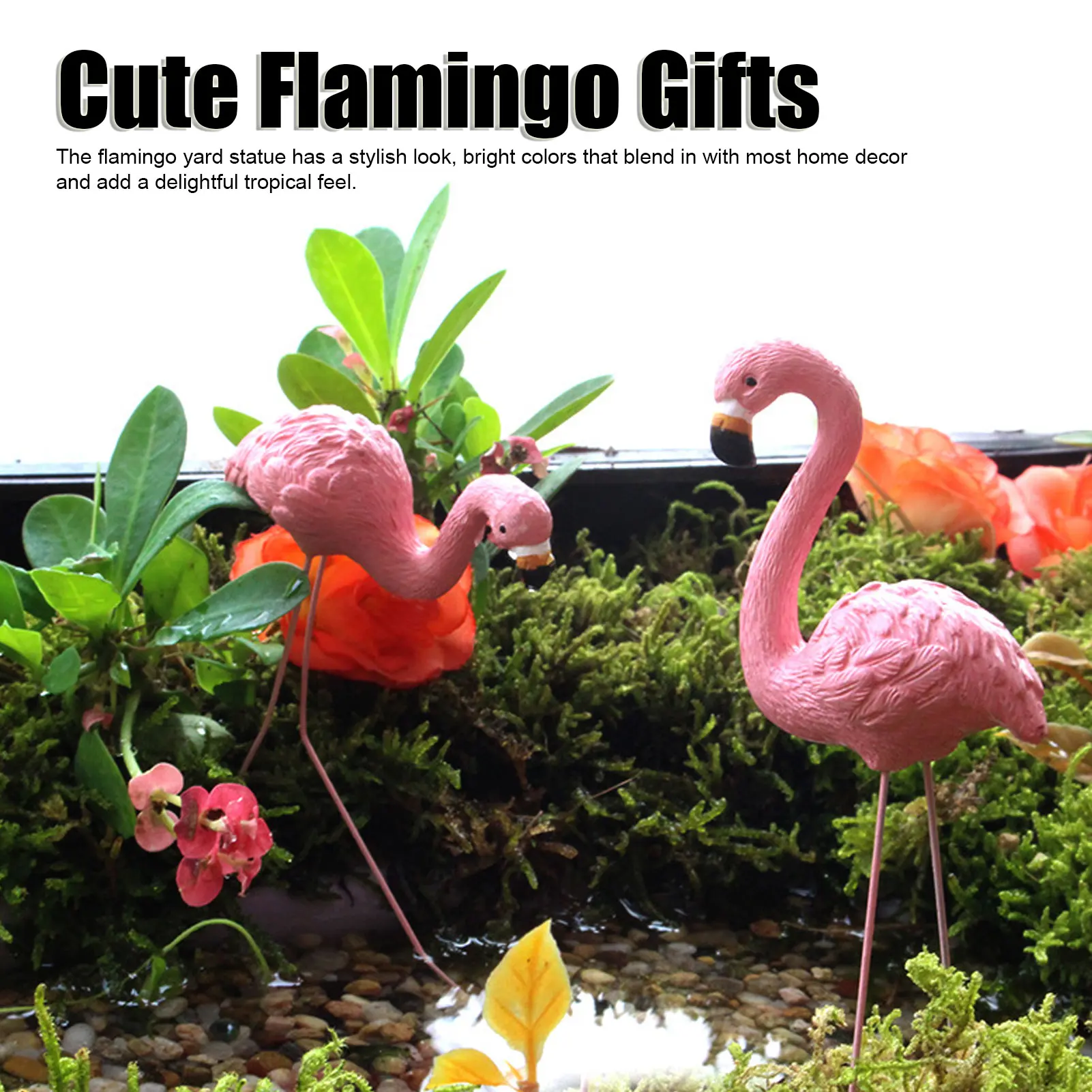 

Flamingo Yard Statue Stylish Appearance Beautiful Practical Fine Details Cute Flamingo Gifts Bright Colors for Patio