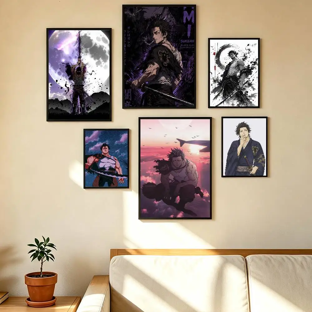 Popular Black Clover Yami Sukehiro Poster Waterproof Wall Art Sticker For Bar Living Room Vintage Decor High Quality Print Gift