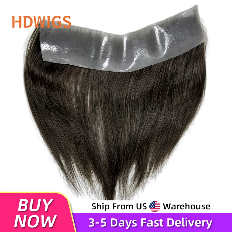 

США Warehouse Toupee Man Front Hairine V Style Парики из натуральных волос для мужчин 100% человеческая система волос Remy Мужской капиллярный протез