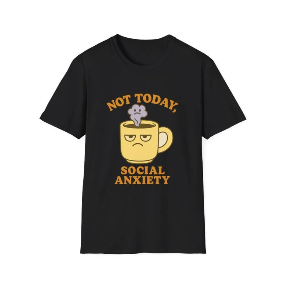 Not Today Ansia sociale T-shirt Divertente Introvert Pastello T-shirt unisex Unhappy Mug Caffè Grafica stampata Tshirt Roupas Feminina