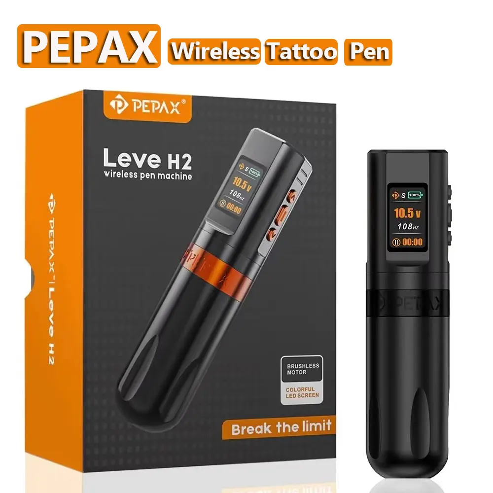 PEPAX Leve H2 Wirerless Tattoo Machine Pen 3.5/4.2/5.0MM Stroke Tattoo Pen Brushless Motor High Capacity Battery Tattoo Supplies