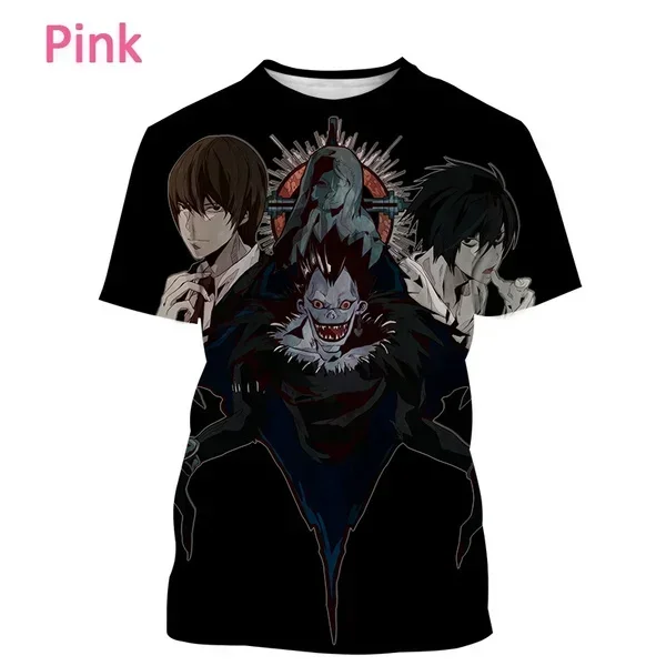 

Summer Fashion Japanese Man Casual Short Sleeve Streetwear Oversized T Shirt Anime Death Note 3d Print T Shirt Popular