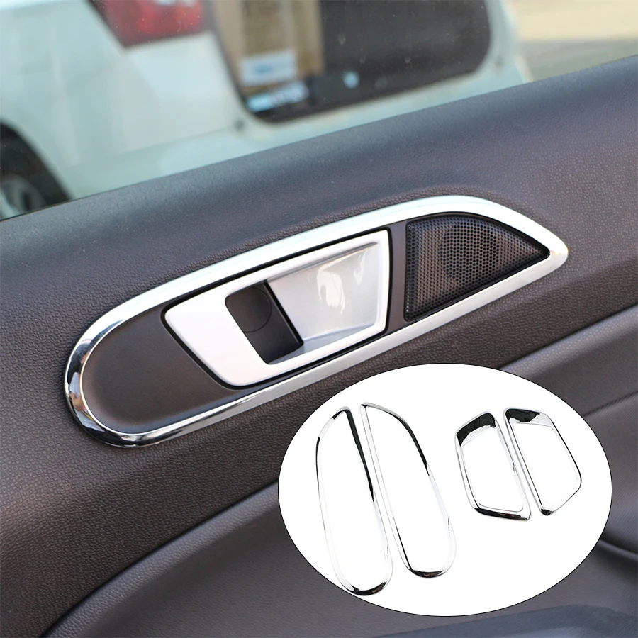 4pcs Car Inner Door Handle Bowl Cover Trim Sticker for Ford Fiesta MK7 2009-2014 for Ford Ecosport 2013-2021 Accessories