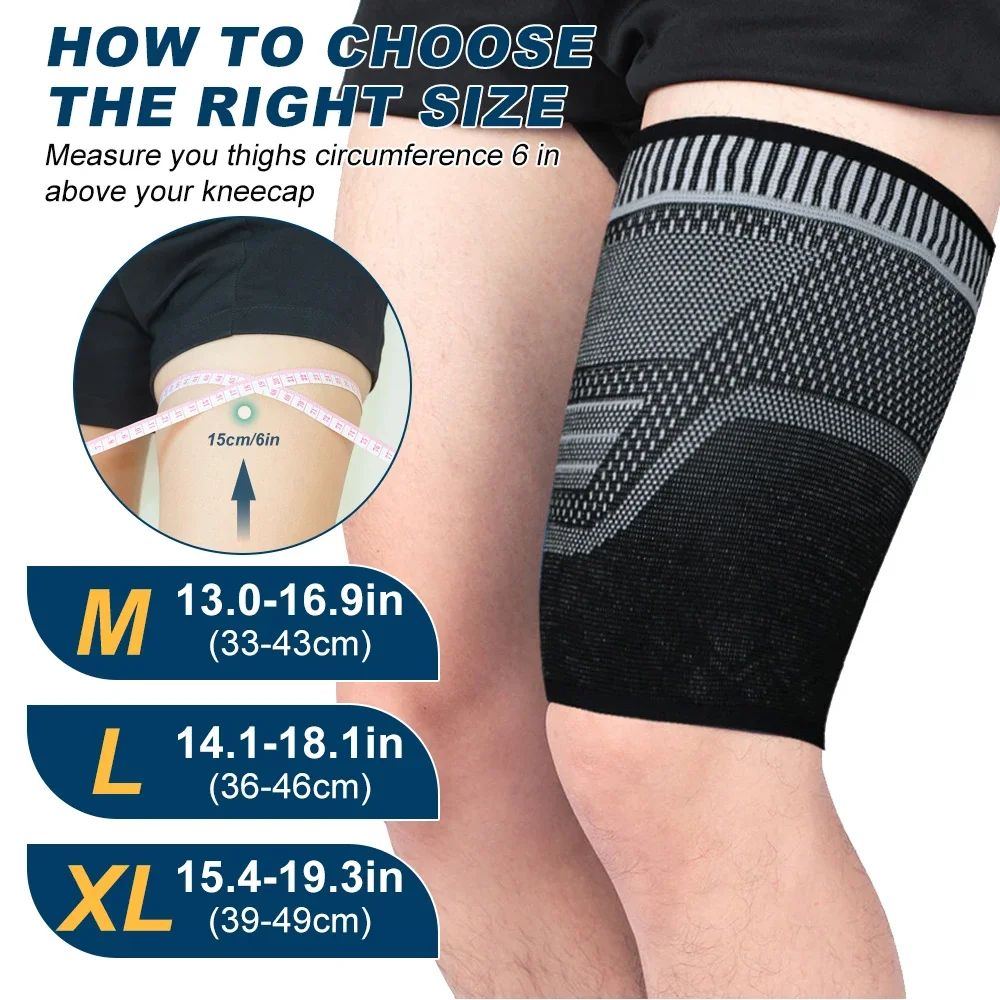 1Pcs Thigh Compression Sleeve, Hamstring Compression Sleeve for Quad Pain Relief & Recovery, Sports Thigh Support Protector