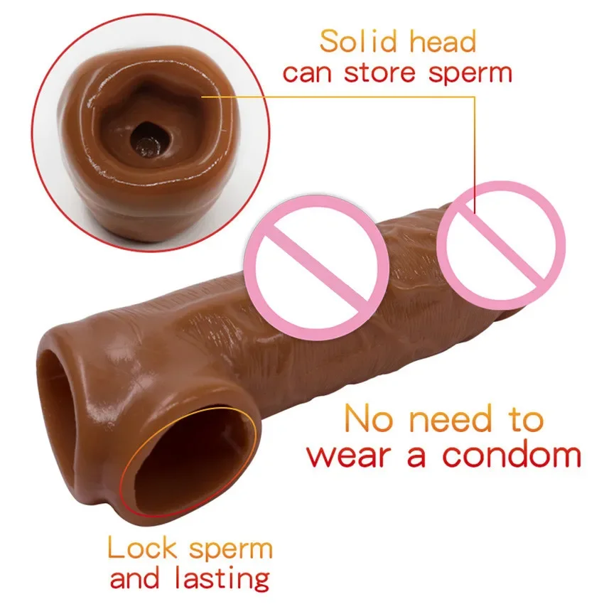 Reusable Condoms For Male Penis Enlargement Intimate Goods Thick Penis Sleeve Cock Rings For Penis Extender Delay Ejaculation