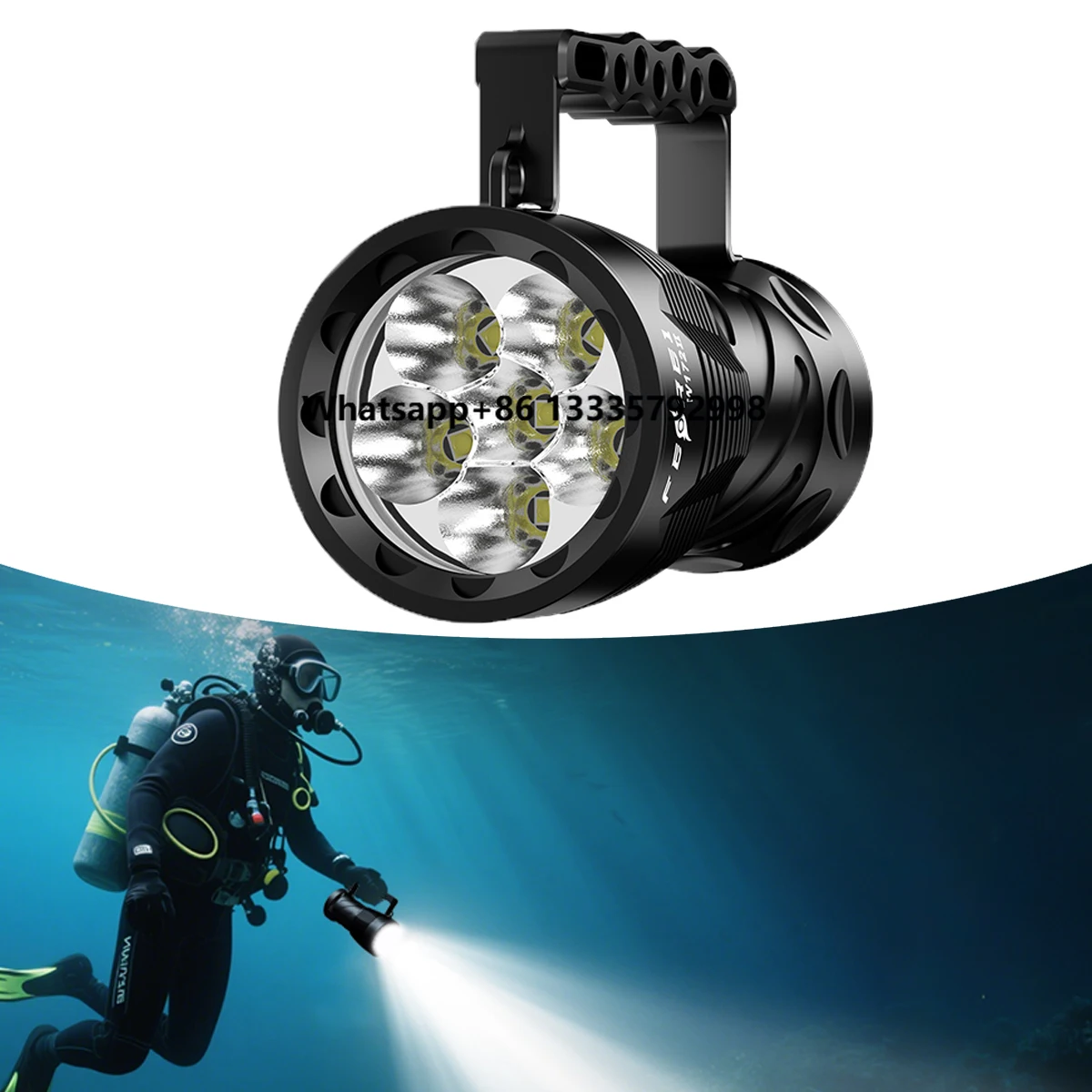 

FERREI IPX8 6000 Lumens Super Bright LED Torch Handheld Deep Sea Diving Light with Magnetic Switch and Rechargeable Feature