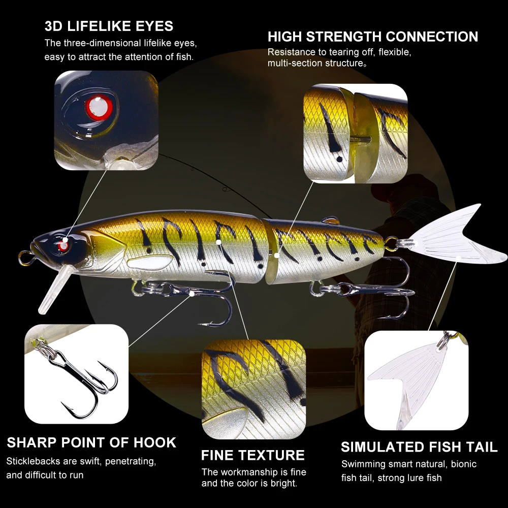 1pcs  Joint Swimbait 12cm 15.5g Sinking Minnow Wobbler Fishing Lure Artificial Hard Bait for Pike Bass Trout